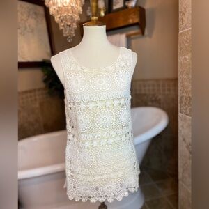Adiva cream knit sheer tank top size medium